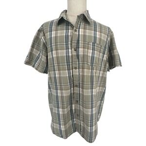 Red Head Brand Co Mens XL Plaid Short Sleeve Button Down Shirt Green Blue Cotton